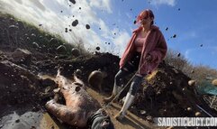 A filthy slave in a muddy puddle - Miss Eva Ray - MP4 HD