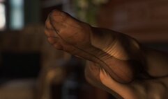 Ballet feet with calluses in nylon stockings (4K)