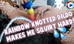 Watch my belly jiggle while I make myself squirt hard! Jiggle, big belly, BBW, MILF, masturbate, rainbow dildo, knotted dildo, squirt, orgasm, shaking, moaning, Candice Cougar, Candyxxkitty, wmv