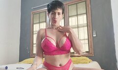 Milah Arches in red lingerie Footgagging her personal slave