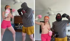 Sassy vs Tim topless competitive boxing