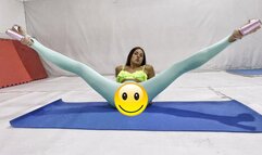 VIKA YOGA IN TURQUOISE LEGGINGS AND HIGH HEELS