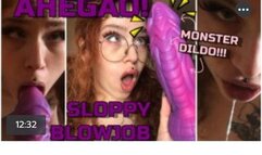 Ahegao Blowjob ALIEN DILDO MOUTH FETISH