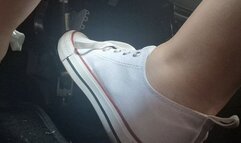 Driving with sexy white sneakers through the city of Milan 720HD