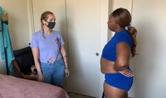 Black girl spanks white girls butt for not wearing her mask properly