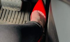 Trixie Love Pedal Pumping in Hot Red Stilettos l