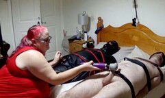 Woman inflicts post orgasm torment on two tied up men 2- BBW domination,BBW bondage,male bondage,man in bondage,naked man tied up,strapped down,amateur,leather sleepsack,post cum play,polishing,wand,double domination,backboard,double handjob,edging,edged,