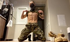 Military Man Oiled Up POV Cocky Muscle Hunk Strip Tease Masturbation Dirty Talk Stripping And Jerking Off