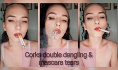 Corks double dangling and mascara tears