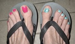 Night dangling with flip flops and painted toenails
