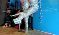 Silver Holographic Boots Underdesk