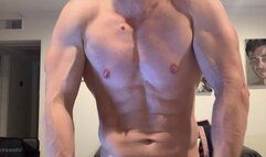 Devon flexes his muscles and pounds his abs SD