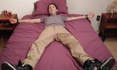 Slim Twink Clark Mean X-Position Bed Tickling + Foot Worship