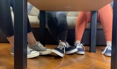 TWO GIRLS PLAYING SECRET FOOTSIE UNDER THE TABLE HIDING FROM JEALOUS GIRLFRIEND - MOV HD