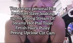 You are my personal Piss Pet Toilet Slave Soaking up my Strong Stream Of Steamy Hot Piss Toilet Fetish Hairy Pussy Peeing Upclose Clit Cam