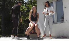 Three mistresses under the bottom on the terrace wmv