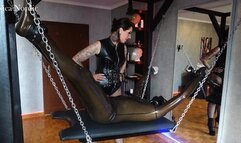 Tickle torment for my bound latex slave