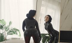 Mistress enjoys her latex in the mirror (1080p)