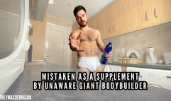 Unaware giant vore - Mistaken as a supplement from giant bodybuilder