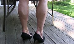 Pink Fox, the deck, her calves, her retro pumps