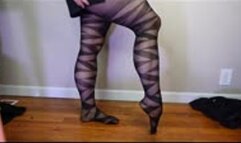 Muscular Calves Flex in Tights with Geo Print Semi Sheer MP4 640 Silent clip