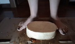 Italian girlfriend - bread and cake crush fetish barefeet