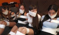 Tied up and gagged in pantyhose!