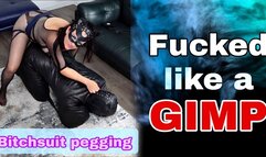 Pegging my Slave in His Leather Bitchsuit with a Huge Strap On! Ass to Mouth