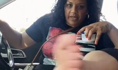 Latina Gives Hot Sweaty Footjob in Car