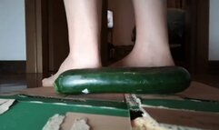 Italian girlfriend - cucumber crush fetish barefoot