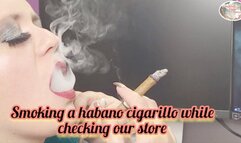 Smoking a habano cigarillo while checking our store - SCL003