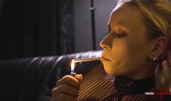 Anette smokes in fishnet 4K MP4