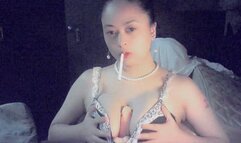 dildo and boob play while smoking