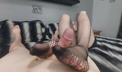 Mistress Fishnet Footjob