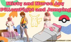 Misty and Nurse Joy Jump on the Bed and Pillow Fight COSPLAY