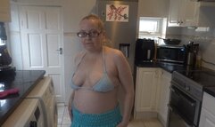 Masturbating in miniskirt and bikini top