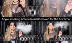 Angie smoking american marlboro red for the first time!
