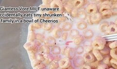 HD Giantess Vore MILF unaware accidentally eats tiny shrunken family in a bowl of Cheerios