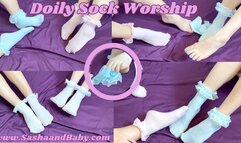 Doily Sock Worship and Cum Countdown