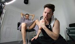 British Barber Ryan Worships Rowans Feet in the Chair