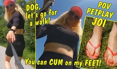 Little doggy, let's go for a walk ! You can cum on my feet ! POV pet play JOI by Tranny Mean Girl