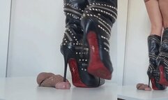 Lady Latisha - CBT Trample Board - Cesare Paciotti Stiletto Boots - UHD (splitscreen)