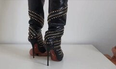 Lady Latisha - CBT Trample Board - Cesare Paciotti Stiletto Boots - FHD (side view)