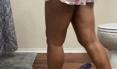 Ebony milf finds step daughter’s dirty panties in the bathroom and rubs them on her clit
