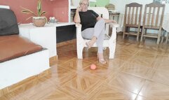 Diana Senior playing with a ball under my gorgeous feet