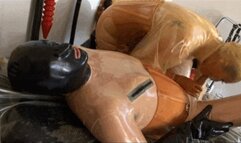 The transparent latex nurse and her rubber sissy slut - Part 2 of 3 - Blowjob, handjob and inflatable anal plug