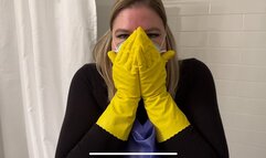 Cleaning the Shower in Masks and Gloves