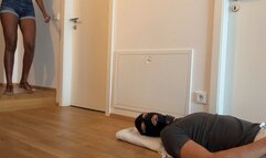 Goddess Annabelle uses her slave as a doormat