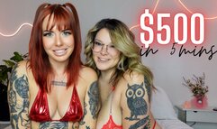 $500 in 5 Minutes Findom Owns You Carter Sophia and Scarlett Cummings