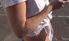 Hairy Titi is on the phone and her body hair is standing up (HD)